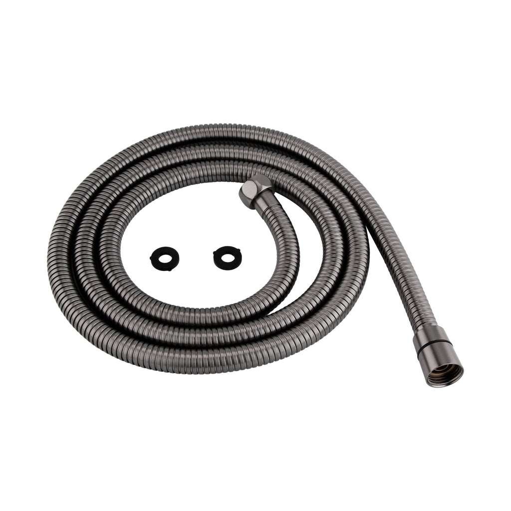 Luxury brass rectangular hand shower kit incl. hose and brass wall bracket - gunmetal grey