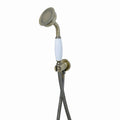 Traditional Brass & White Ceramic Hand Shower Kit Incl. Hose And Wall Bracket With Outlet - Antique Brass