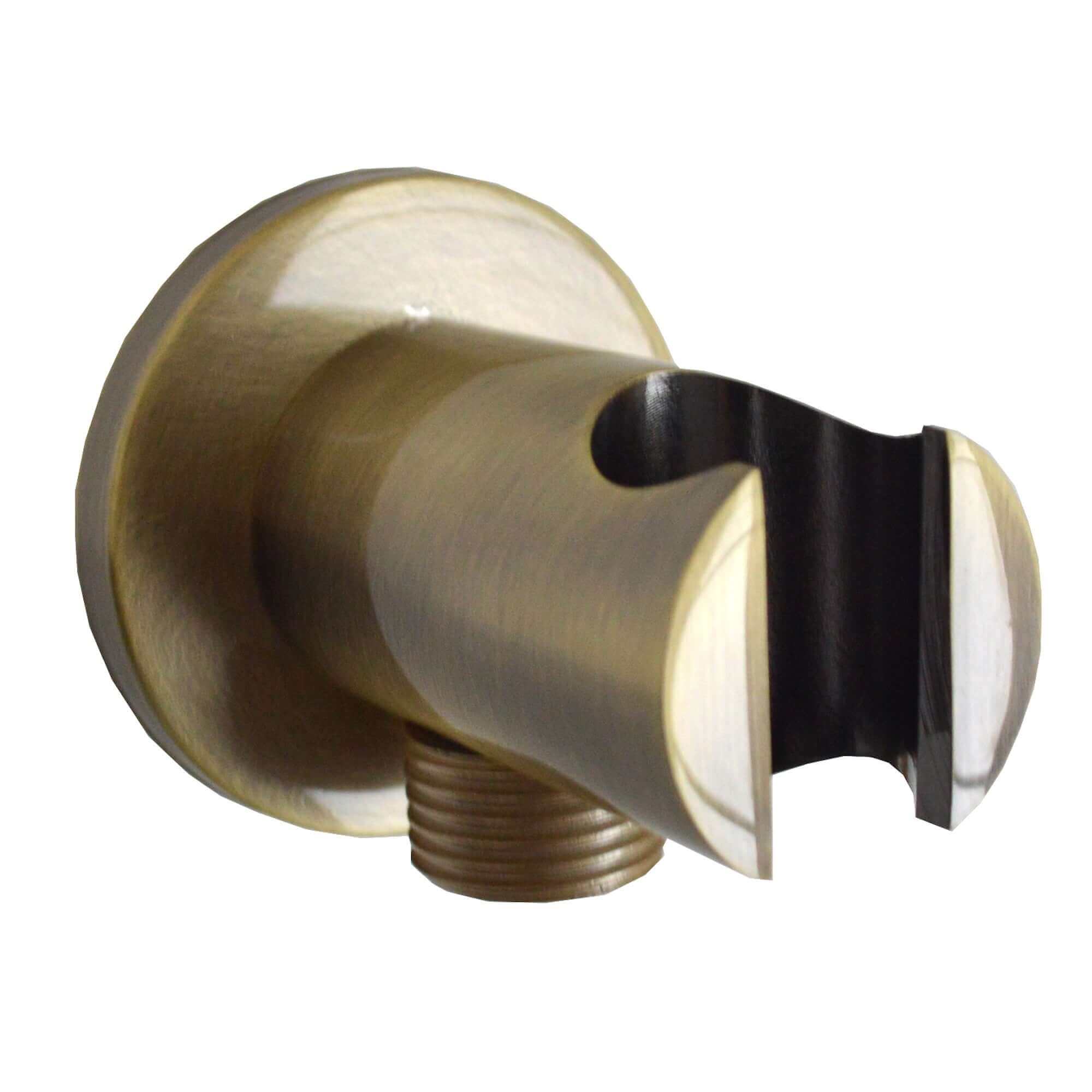 Traditional Brass & White Ceramic Hand Shower Kit Incl. Hose And Wall Bracket With Outlet - Antique Brass
