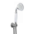 Traditional Brass & White Ceramic Hand Shower Kit Incl. Hose And Wall Bracket With Outlet - Chrome