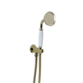 Traditional Brass & White Ceramic Hand Shower Kit Incl. Hose And Wall Bracket With Outlet - Gold