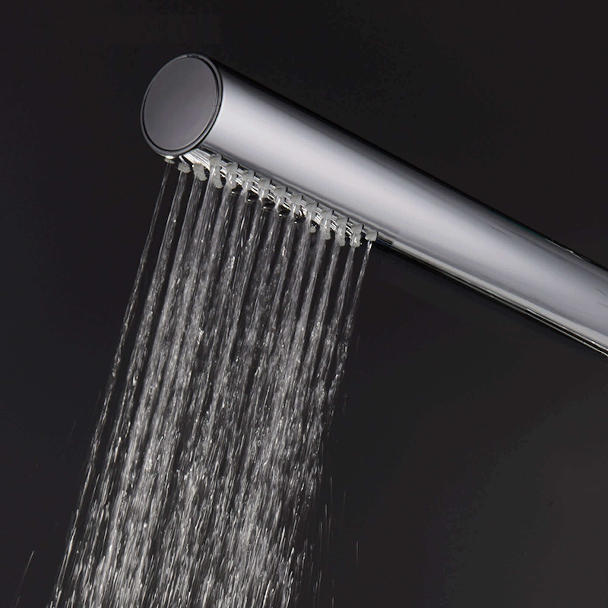 Premium Round Pencil Hand Shower With Silicone Jets Kit Incl. Hose And Wall Bracket With Outlet - Chrome