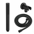 Premium Round Pencil Hand Shower With Silicone Jets Kit Incl. Hose And Wall Bracket With Outlet - Matt Black