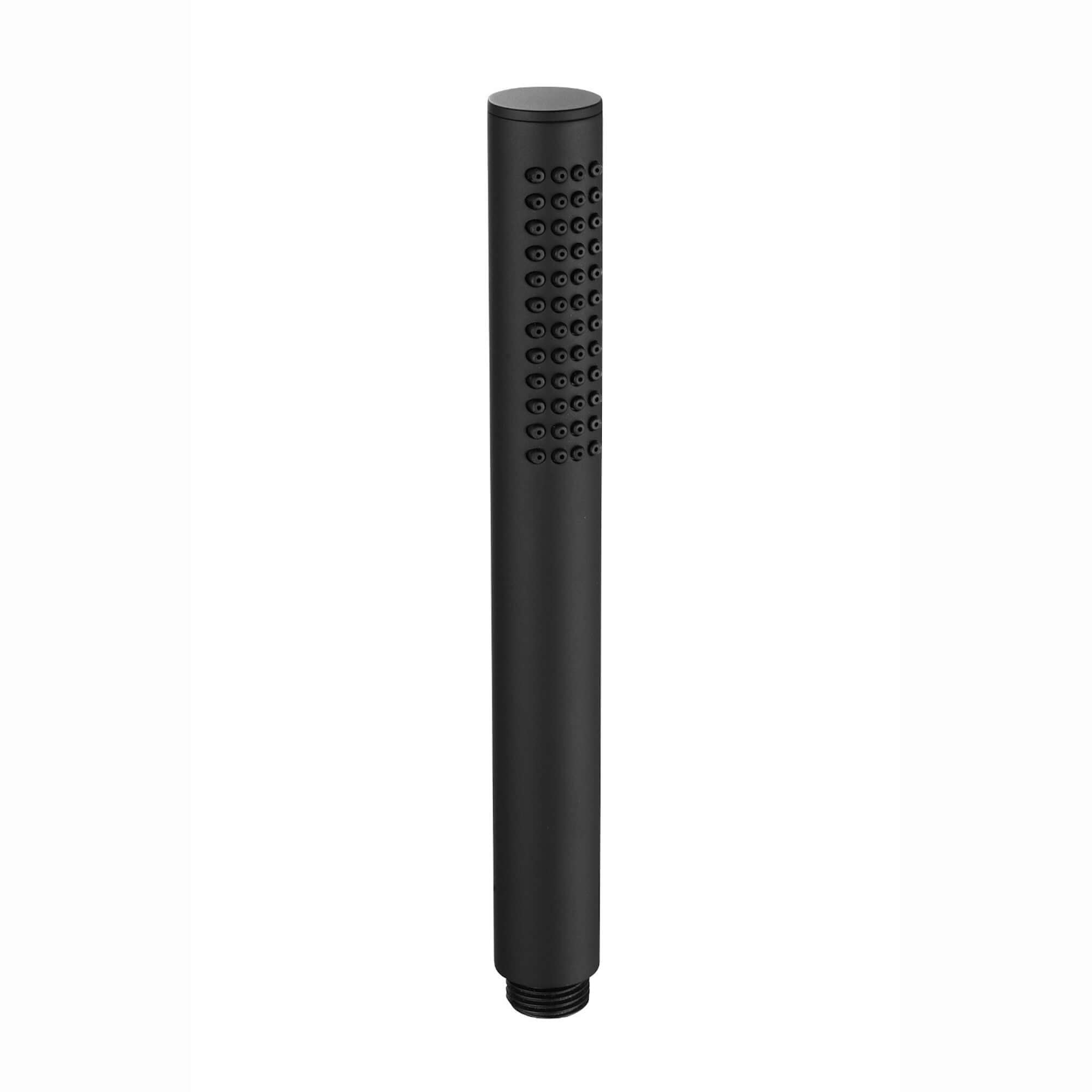Premium Round Pencil Hand Shower With Silicone Jets Kit Incl. Hose And Wall Bracket With Outlet - Matt Black