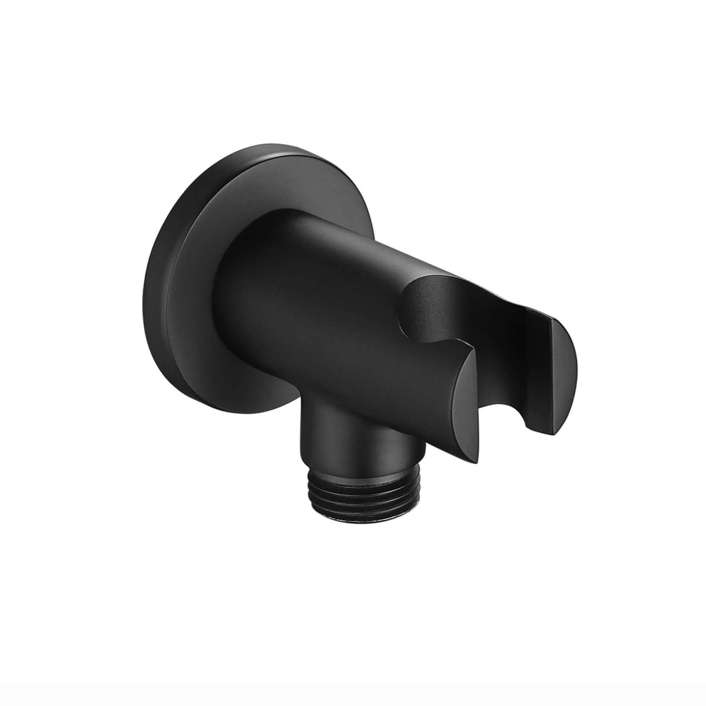 Premium Round Pencil Hand Shower With Silicone Jets Kit Incl. Hose And Wall Bracket With Outlet - Matt Black