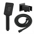 Contemporary Square 3 Function Hand Shower Kit Incl. Hose And Wall Bracket With Outlet - Black