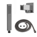 Luxury brass rectangular hand shower kit incl. hose and wall bracket with outlet for concealed installation - gunmetal grey