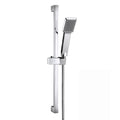 Square design shower slider riser rail kit with handset and hose - chrome