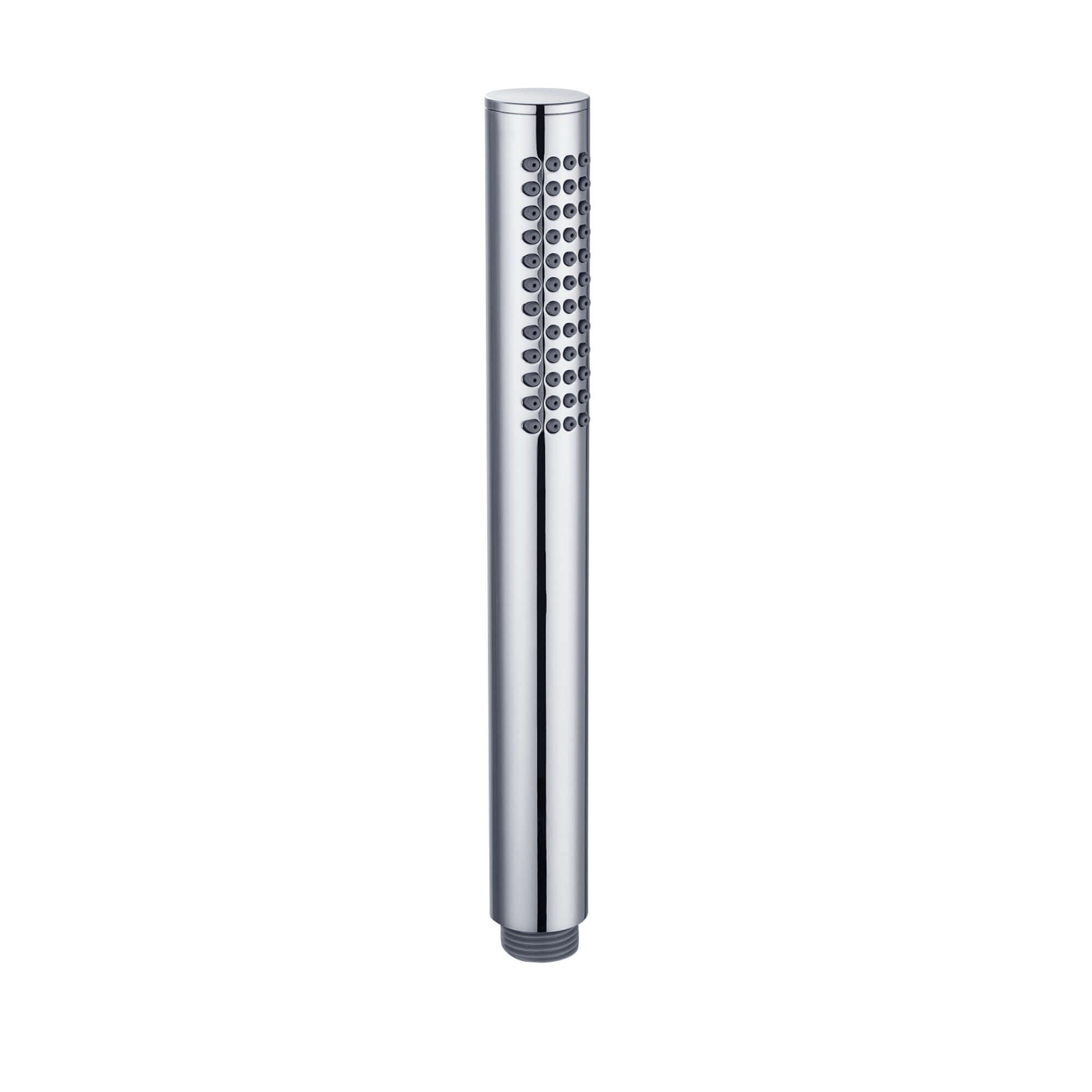 Contemporary Shower Slider Riser Rail Kit With Pencil Shower Head, Hose and Wall Elbow - Chrome