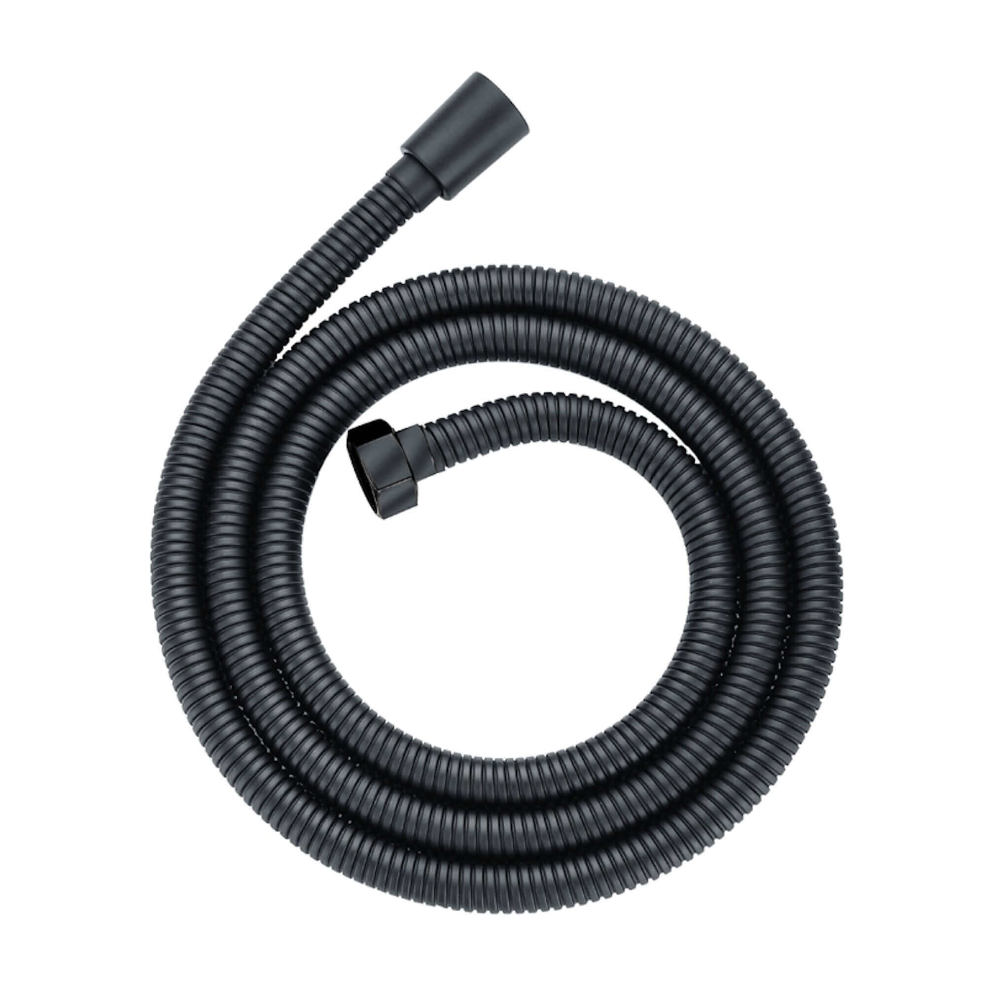 Contemporary Shower Slider Riser Rail Kit With 3 Function Shower Head, Hose and Wall Elbow - Matt Black