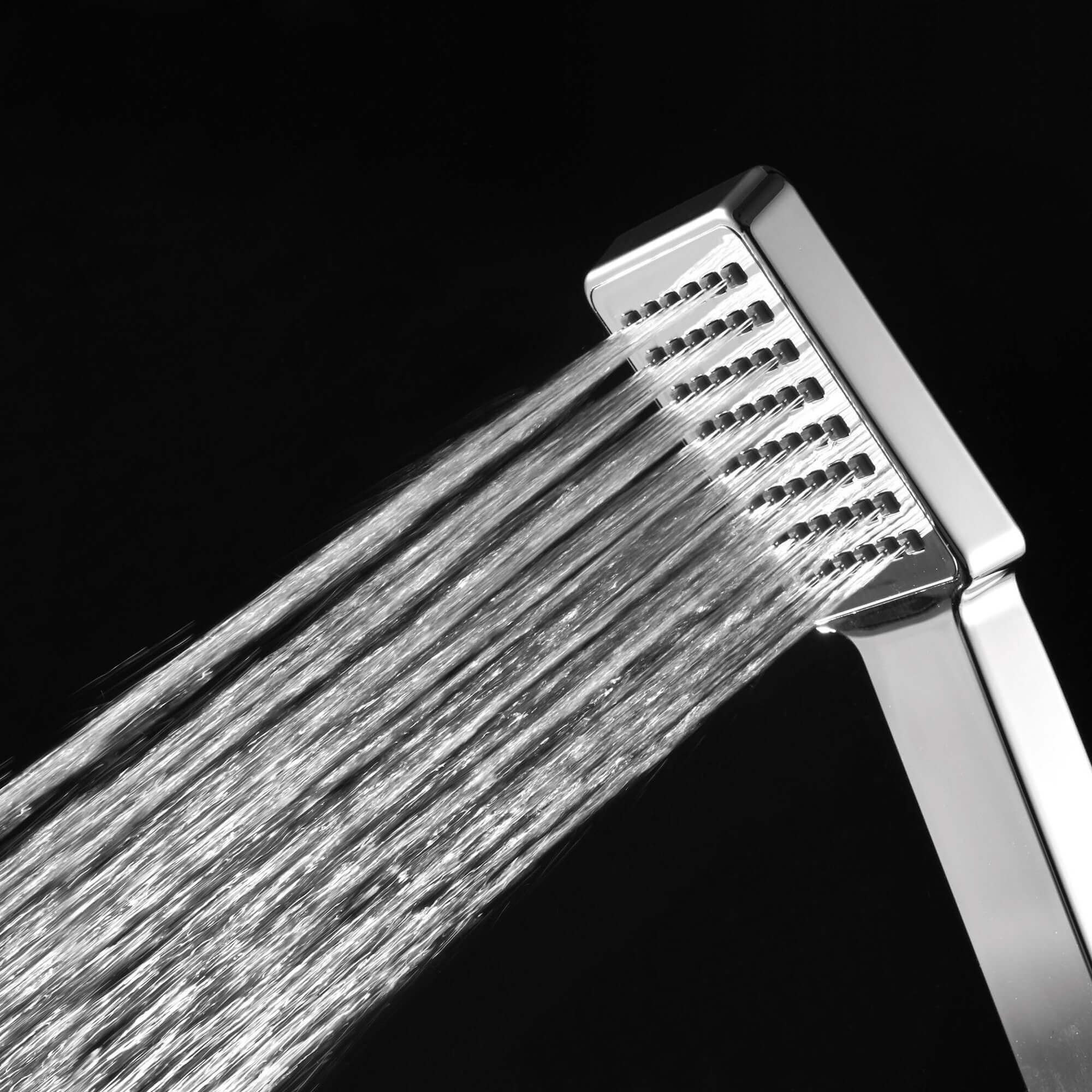 Square contemporary shower slider riser rail kit with handset and hose - chrome