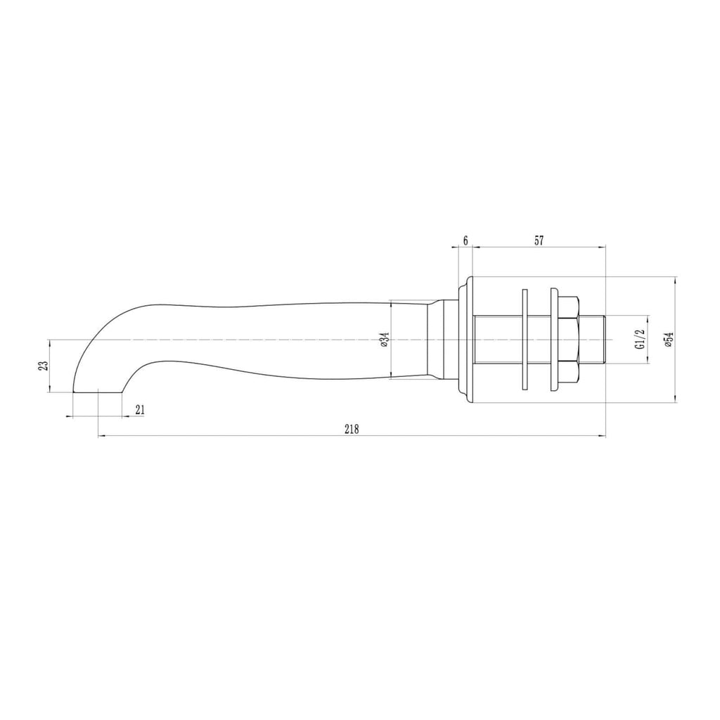 Traditional bath or basin spout wall mounted - chrome