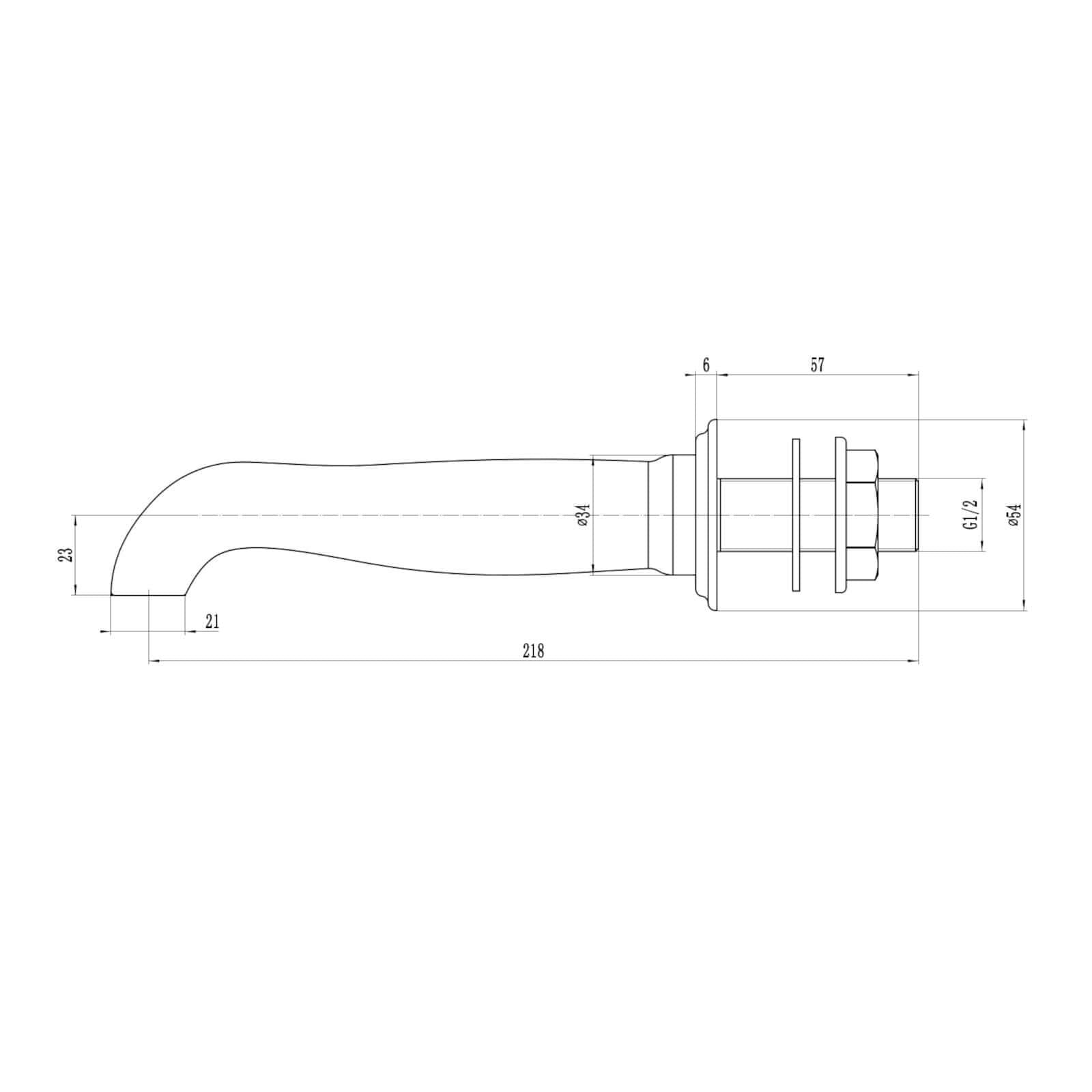 Traditional bath or basin spout wall mounted - chrome