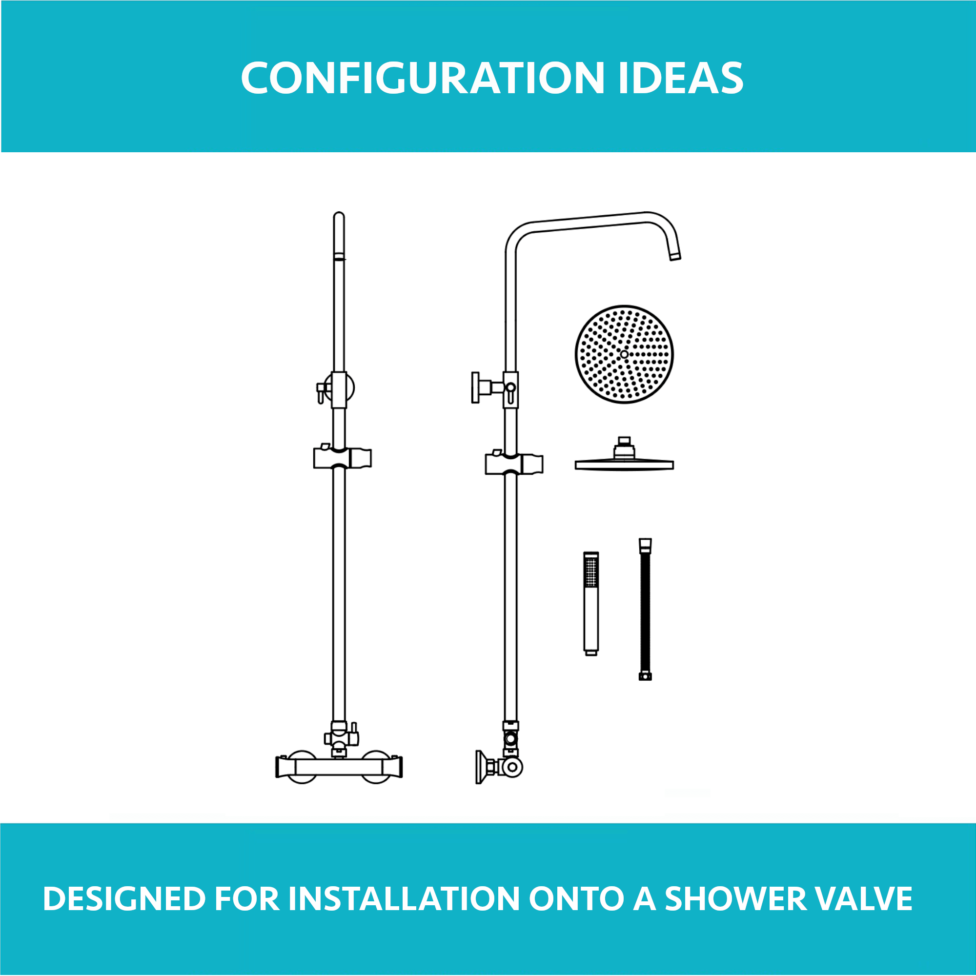 Dune shower adjustable rigid riser rail angled stainless steel - chrome
