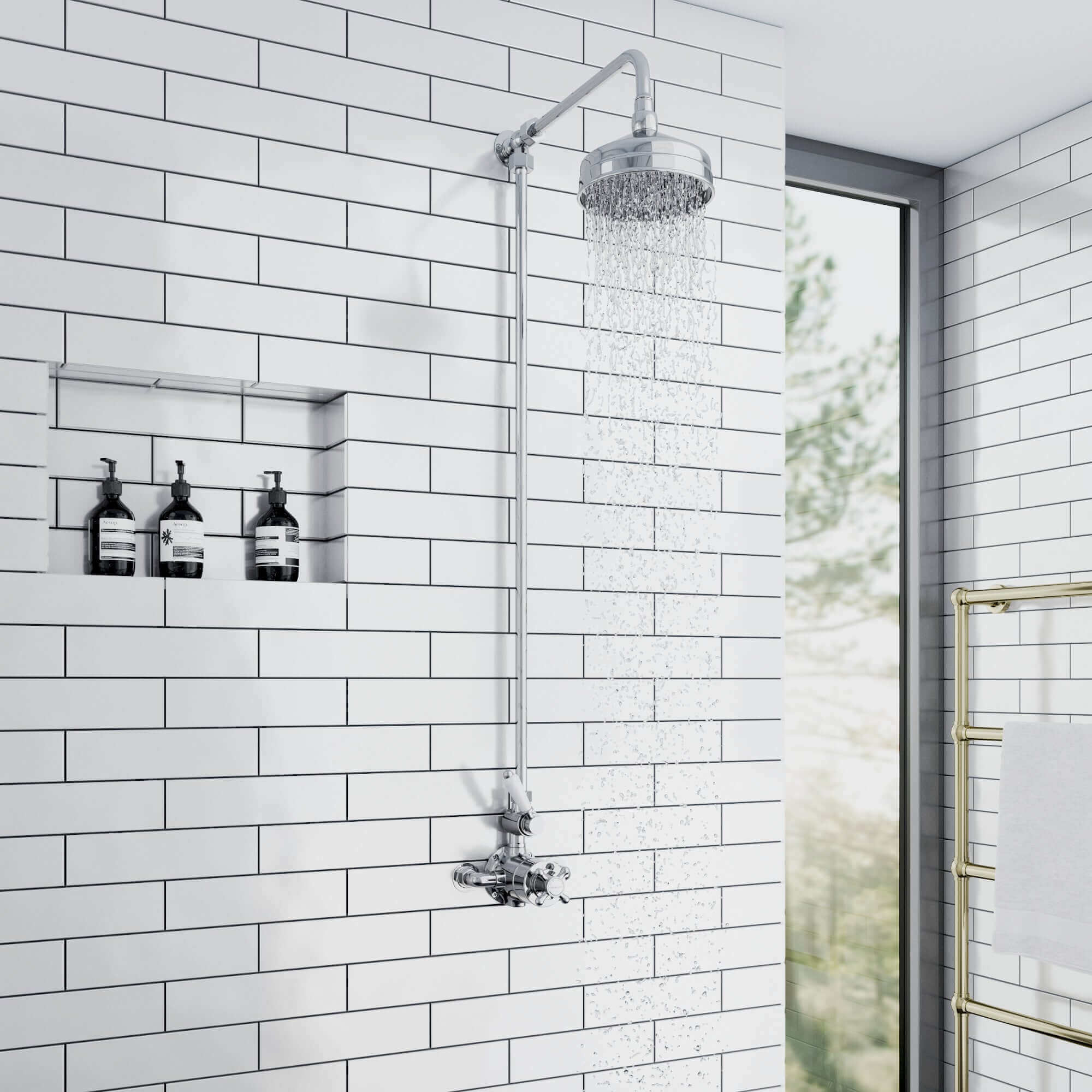 Downton shower rigid riser rail traditional brass - chrome