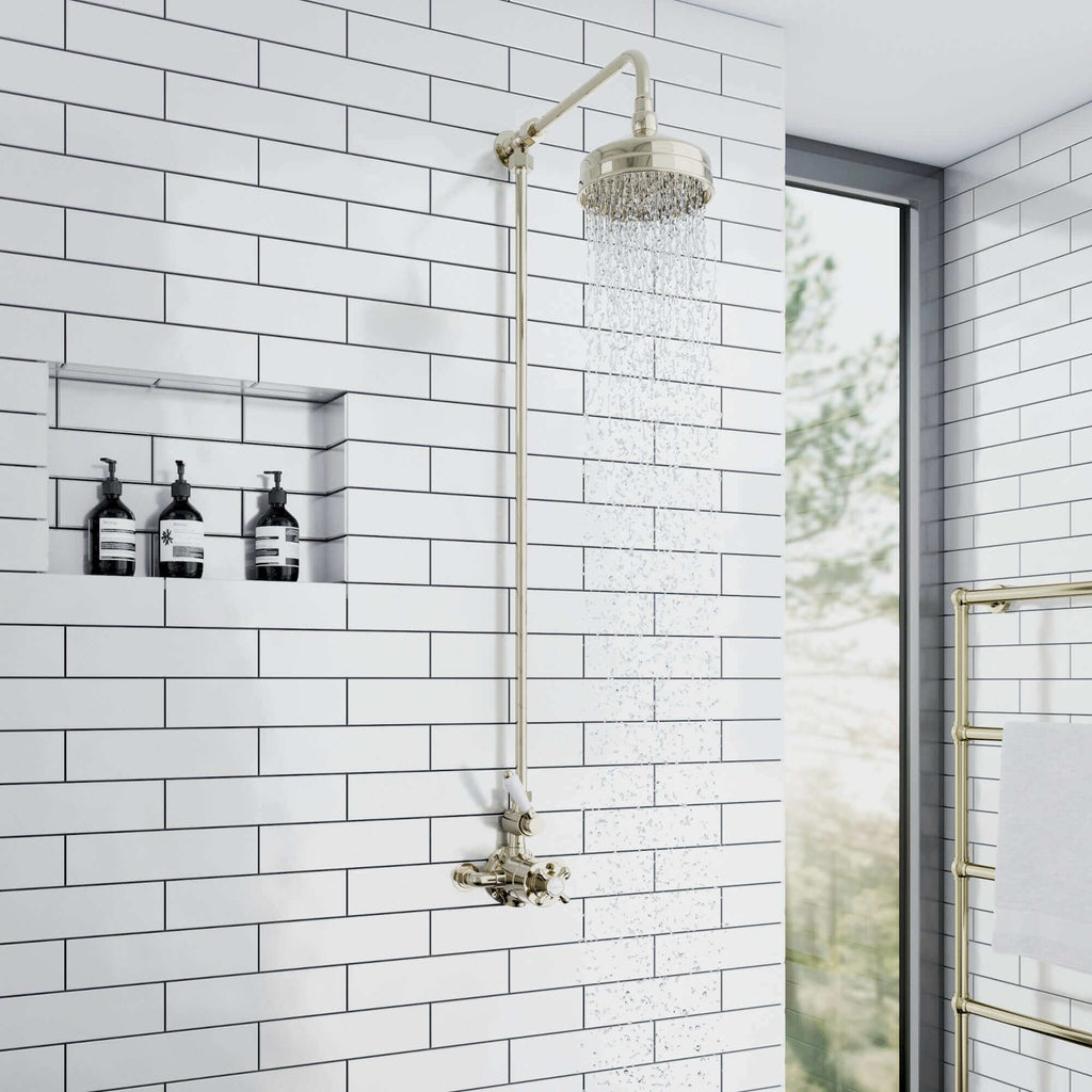 Downton shower rigid riser rail traditional - gold