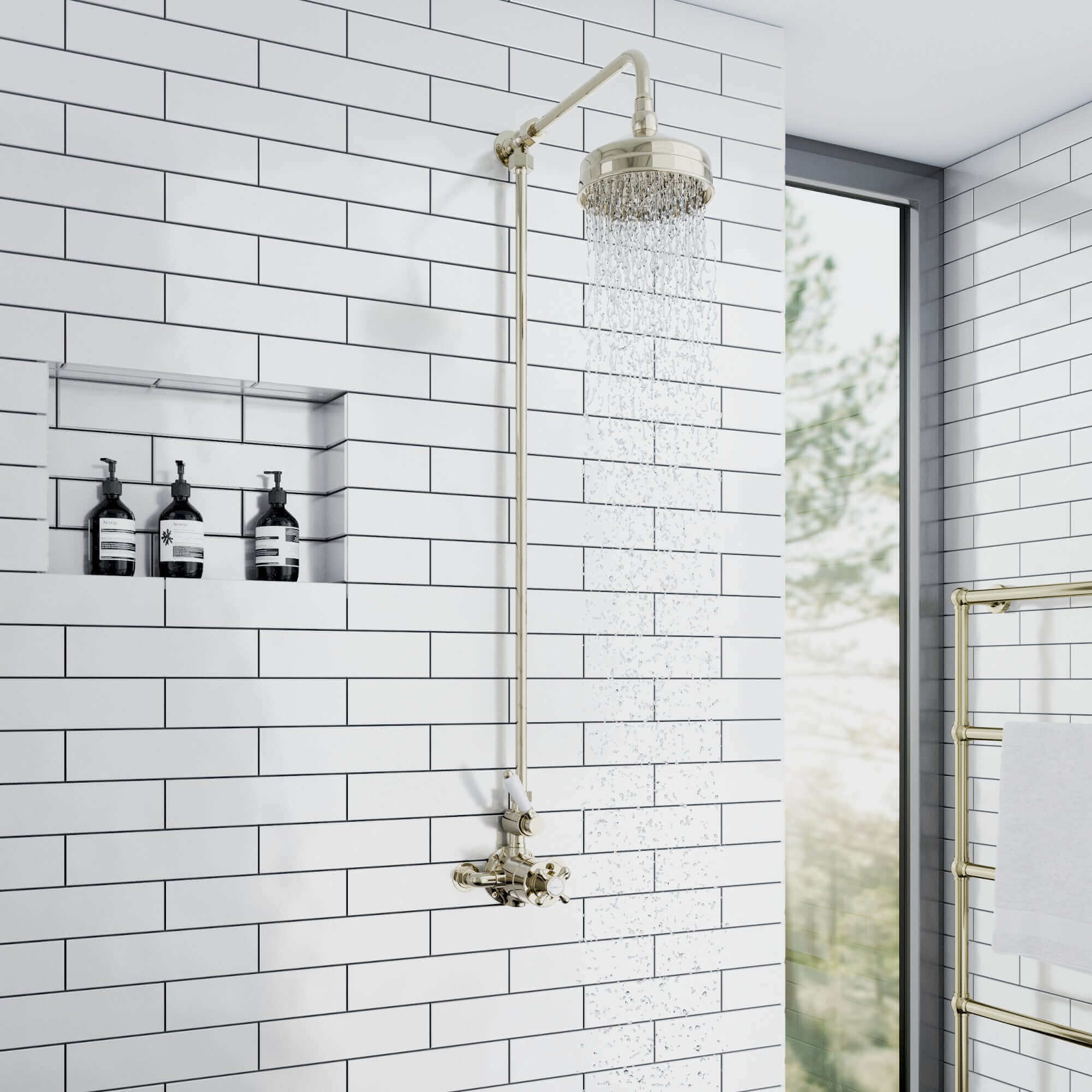 Downton shower rigid riser rail traditional - gold