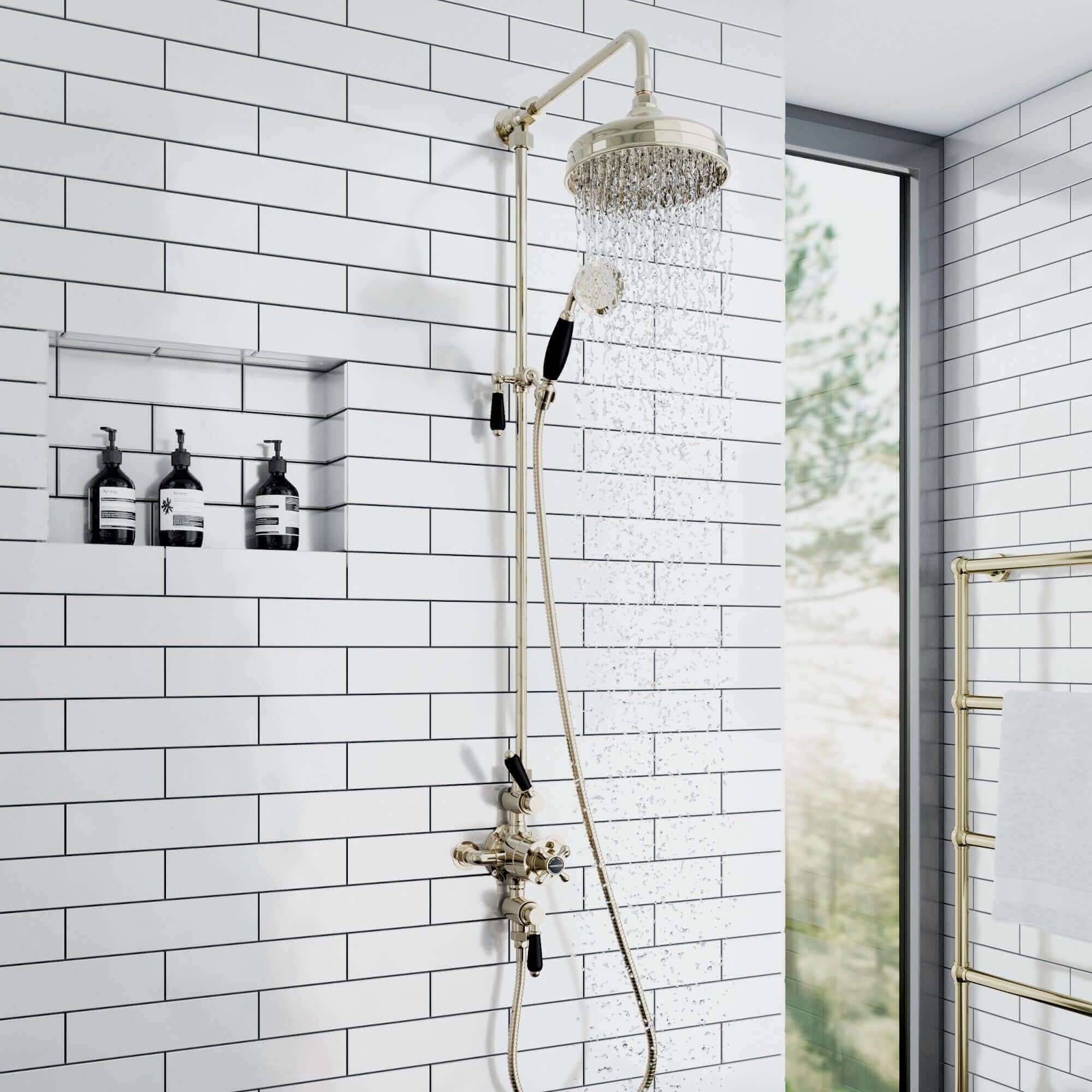 Downton shower rigid riser rail traditional - gold