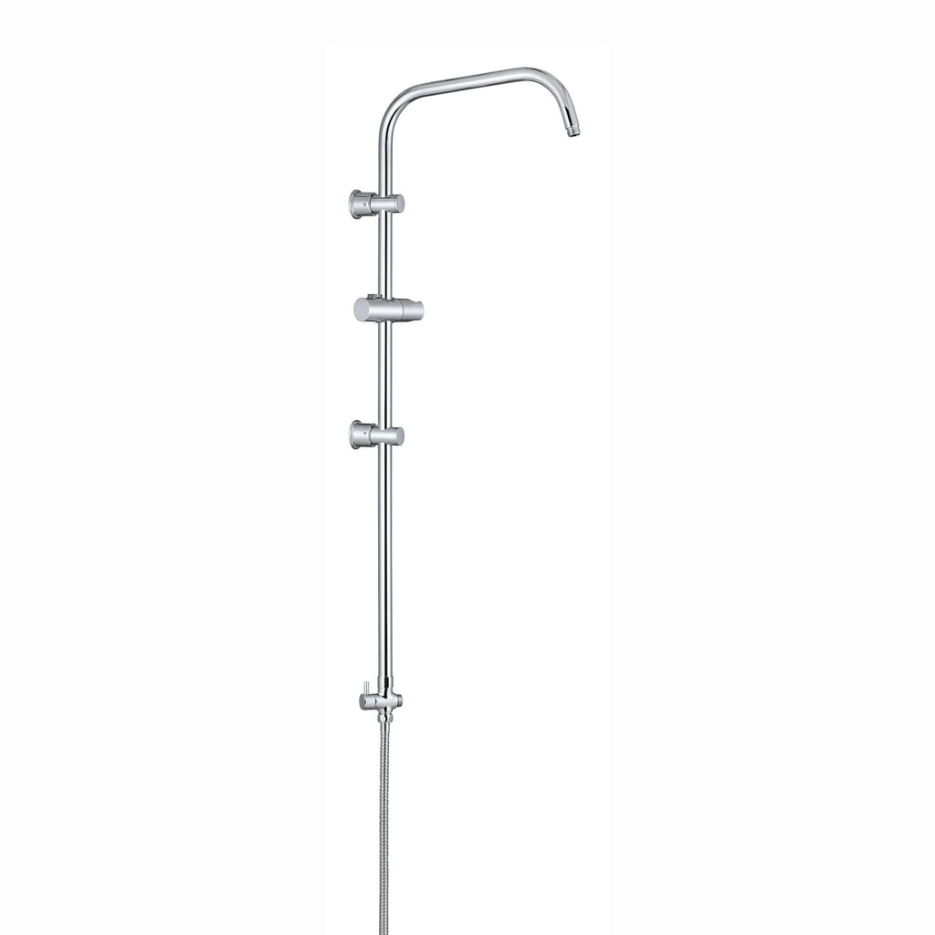 Carre shower adjustable rigid riser rail angled with 2 wall brackets, handset bracket, diverter, connecting hose - chrome