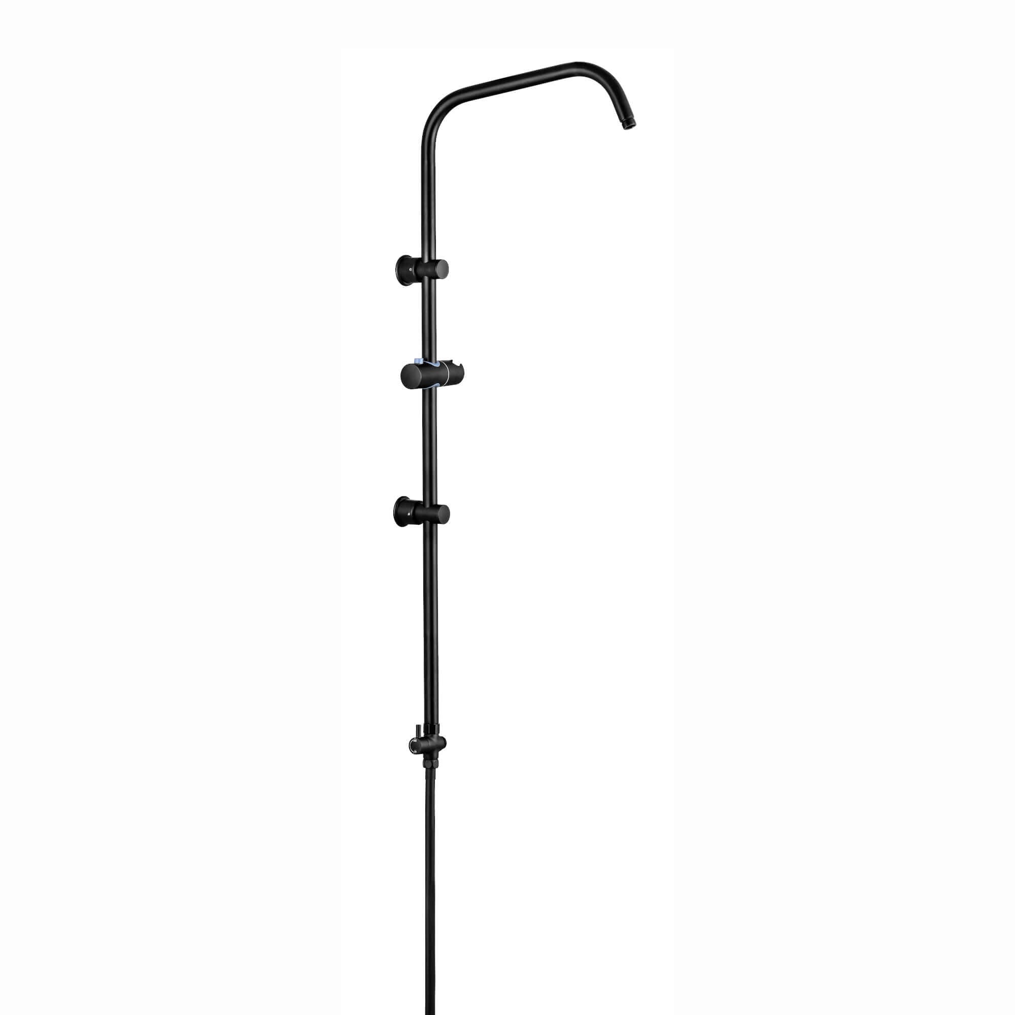 Carre shower adjustable rigid riser rail angled with 2 wall brackets, handset bracket, diverter, connecting hose - black