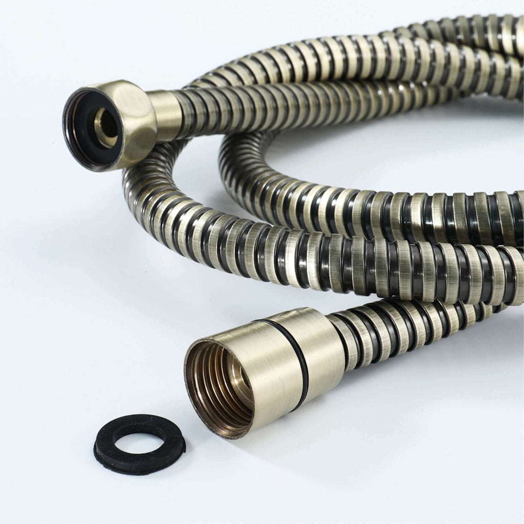 Flex shower hose stainless steel 1.75m standard bore - antique brass