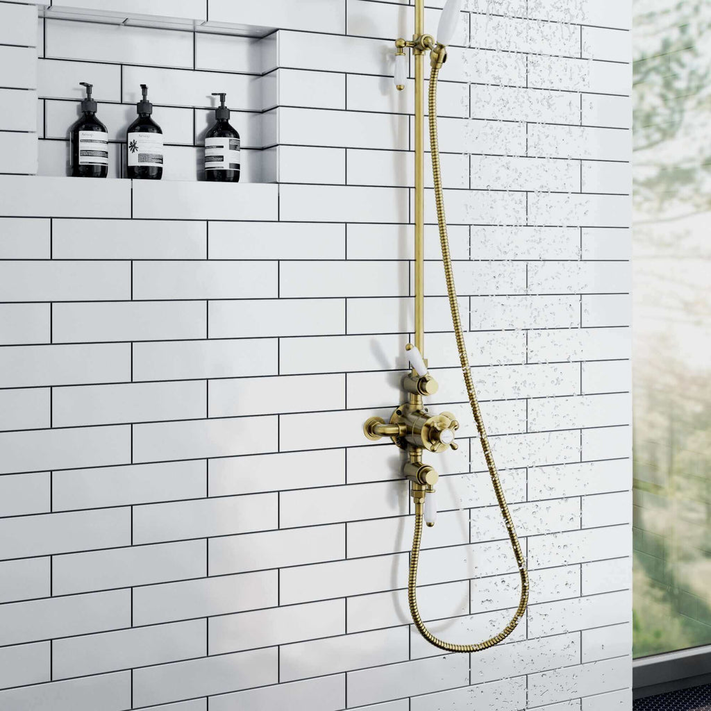 Flex shower hose stainless steel 1.75m standard bore - antique brass