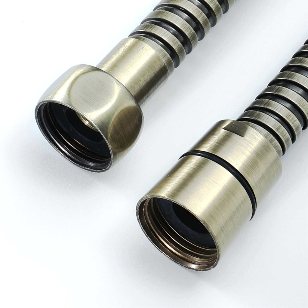 Flex shower hose stainless steel 1.5m large bore - antique brass