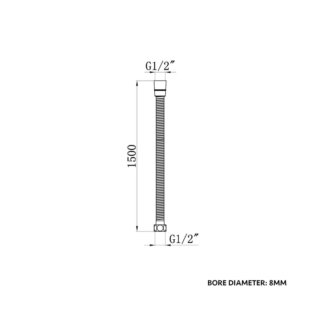 Flex shower hose stainless steel 1.5m standard bore - matt black