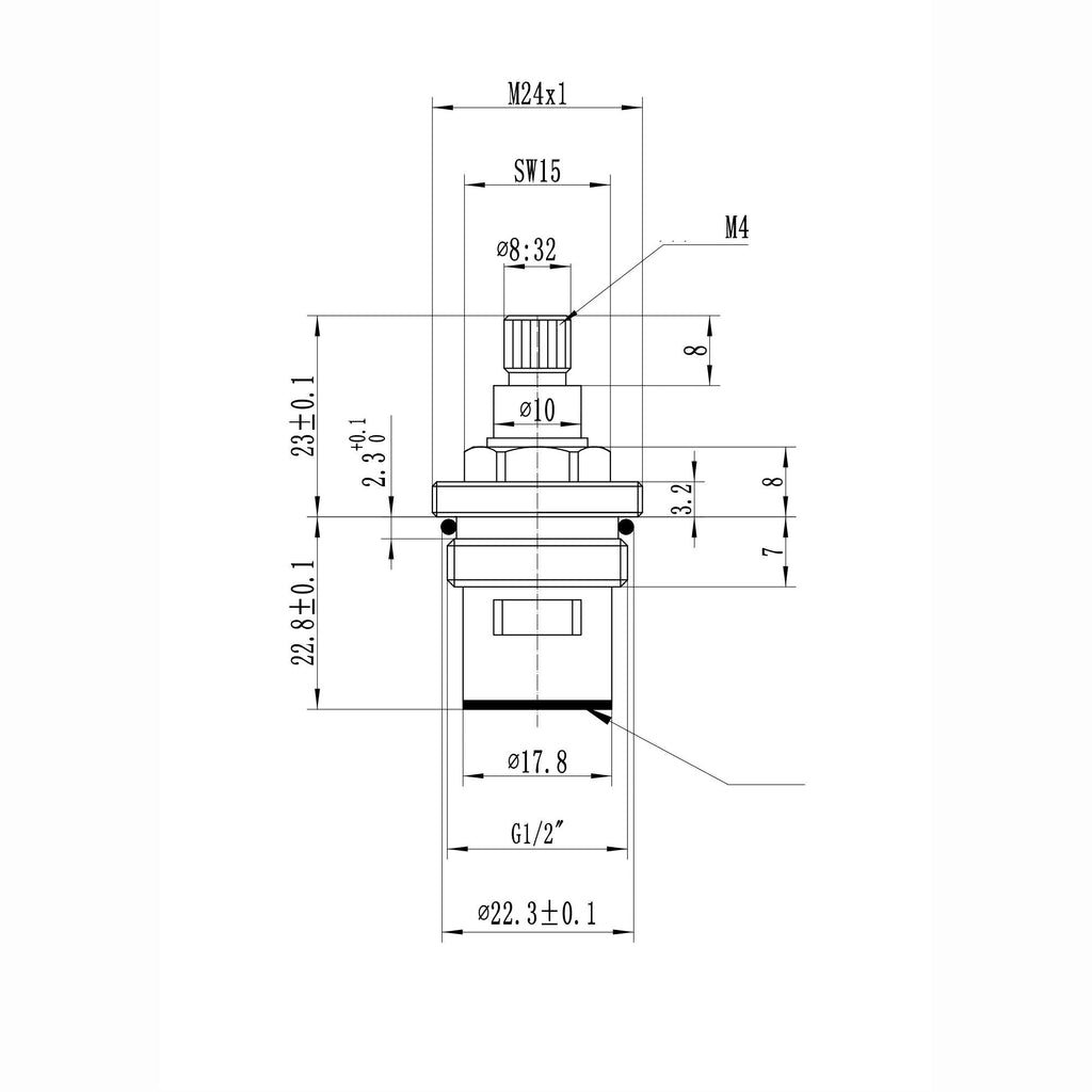 Ceramic disc brass valve 1/2", quarter turn - Astbury, Brompton - HOT