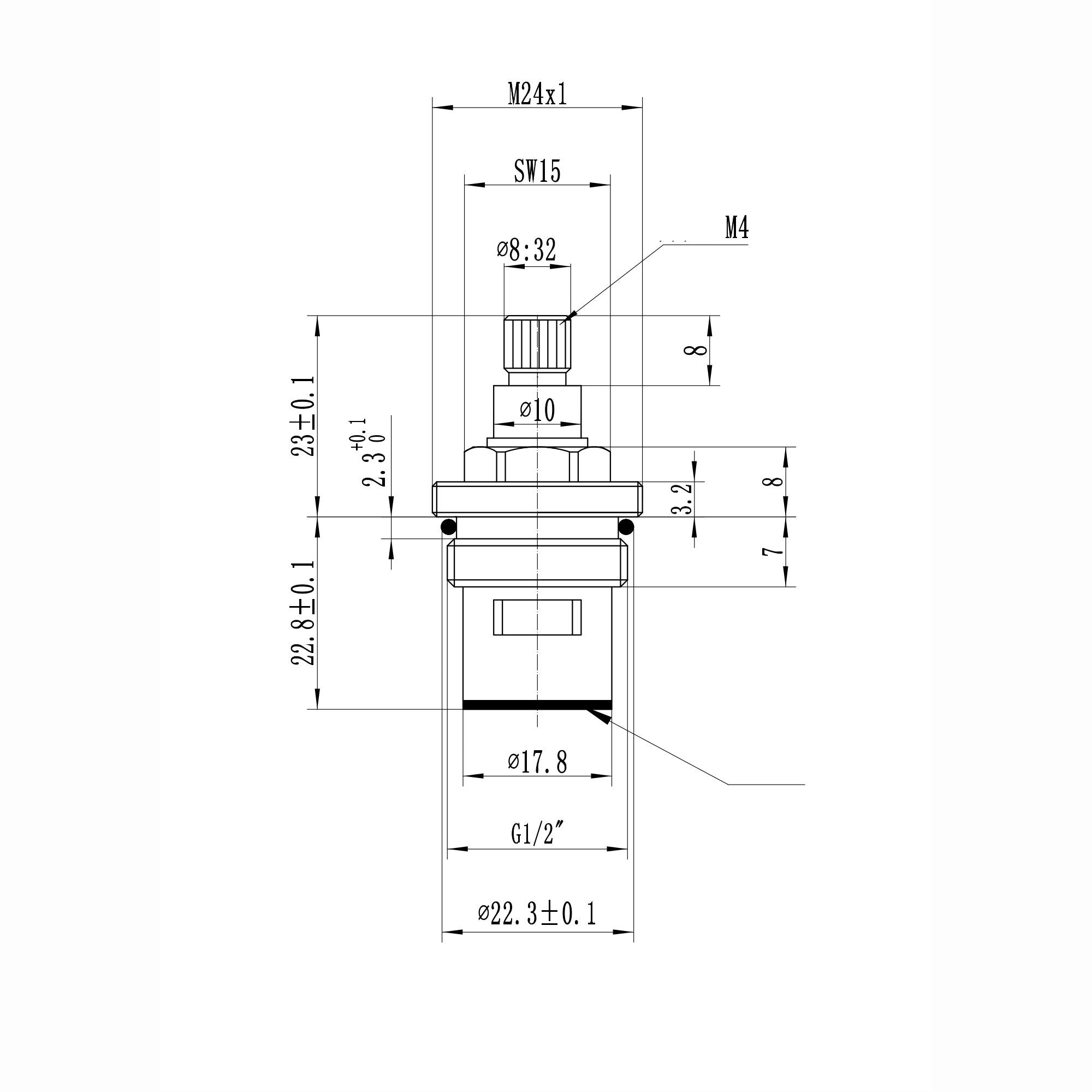 Ceramic disc brass valve 1/2", quarter turn - Astbury, Brompton - HOT