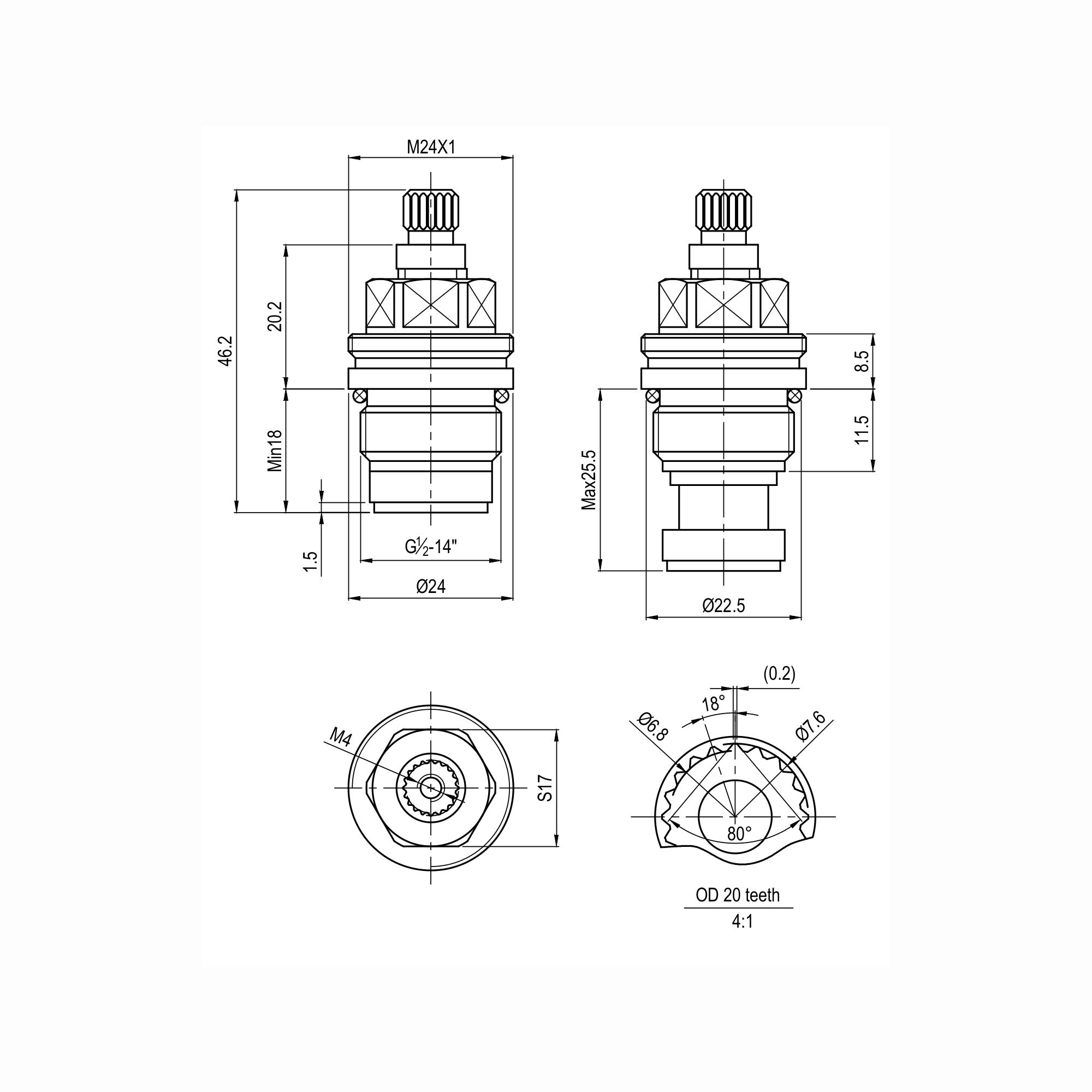 Compression brass valve 1/2" - Richmond
