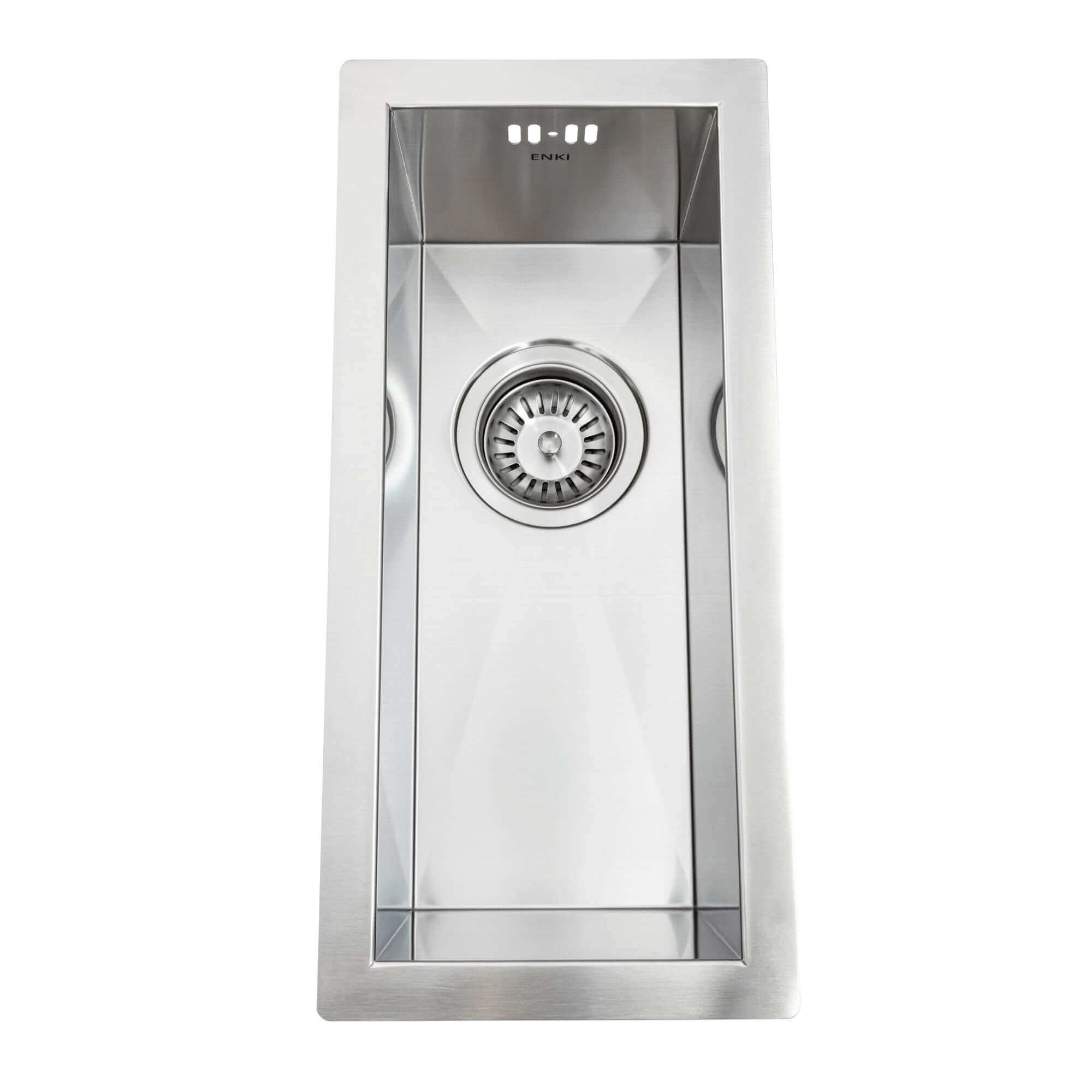 Zero 210mm x 450mm 0.5 bowl undermount or topmount kitchen sink with overflow - brushed stainless steel