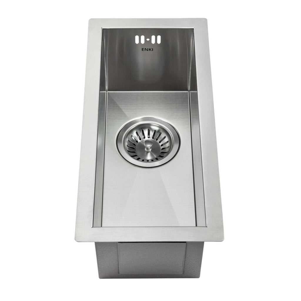 Zero 210mm x 450mm 0.5 bowl undermount or topmount kitchen sink with overflow - brushed stainless steel