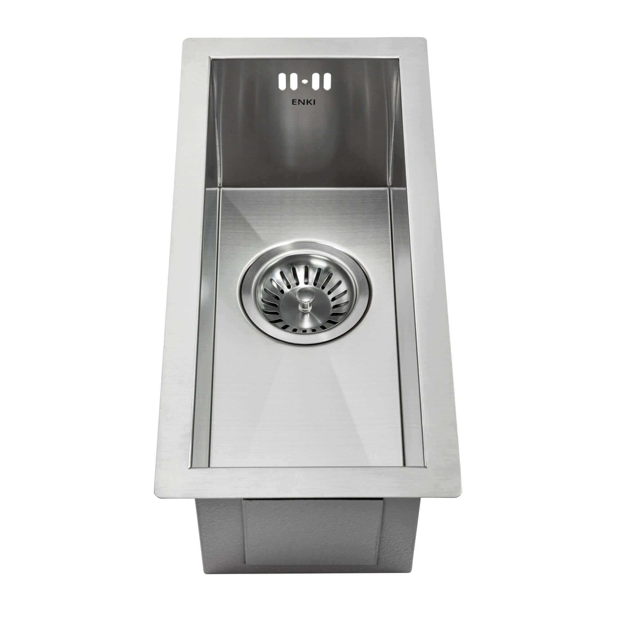 Zero 210mm x 450mm 0.5 bowl undermount or topmount kitchen sink with overflow - brushed stainless steel