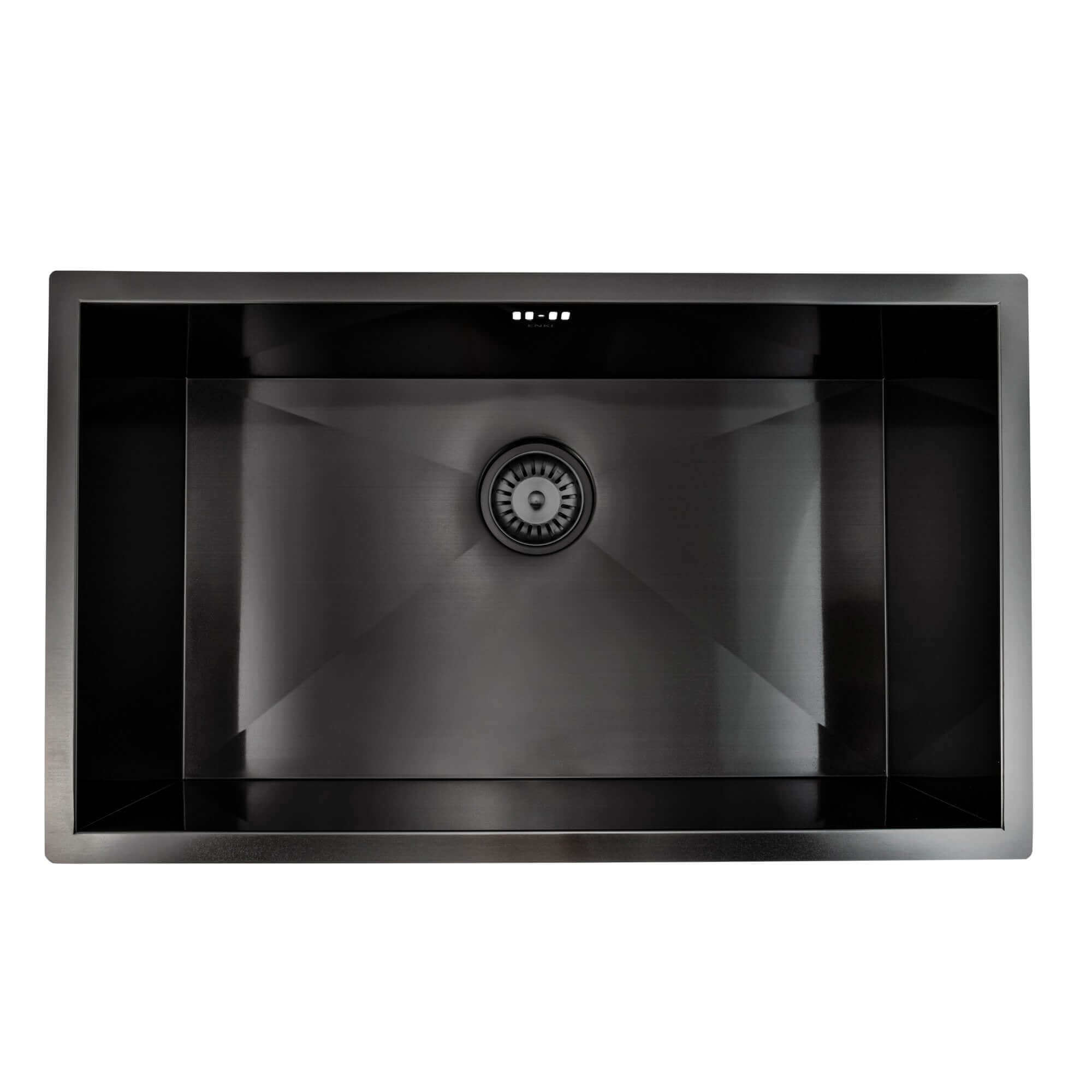 Bali 760mm x 455mm 1.0 bowl undermount or topmount kitchen sink with overflow - gunmetal grey stainless steel