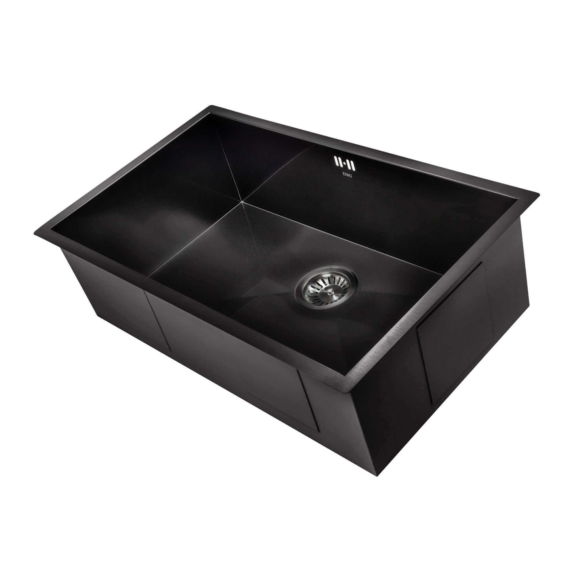 Bali 760mm x 455mm 1.0 bowl undermount or topmount kitchen sink with overflow - gunmetal grey stainless steel