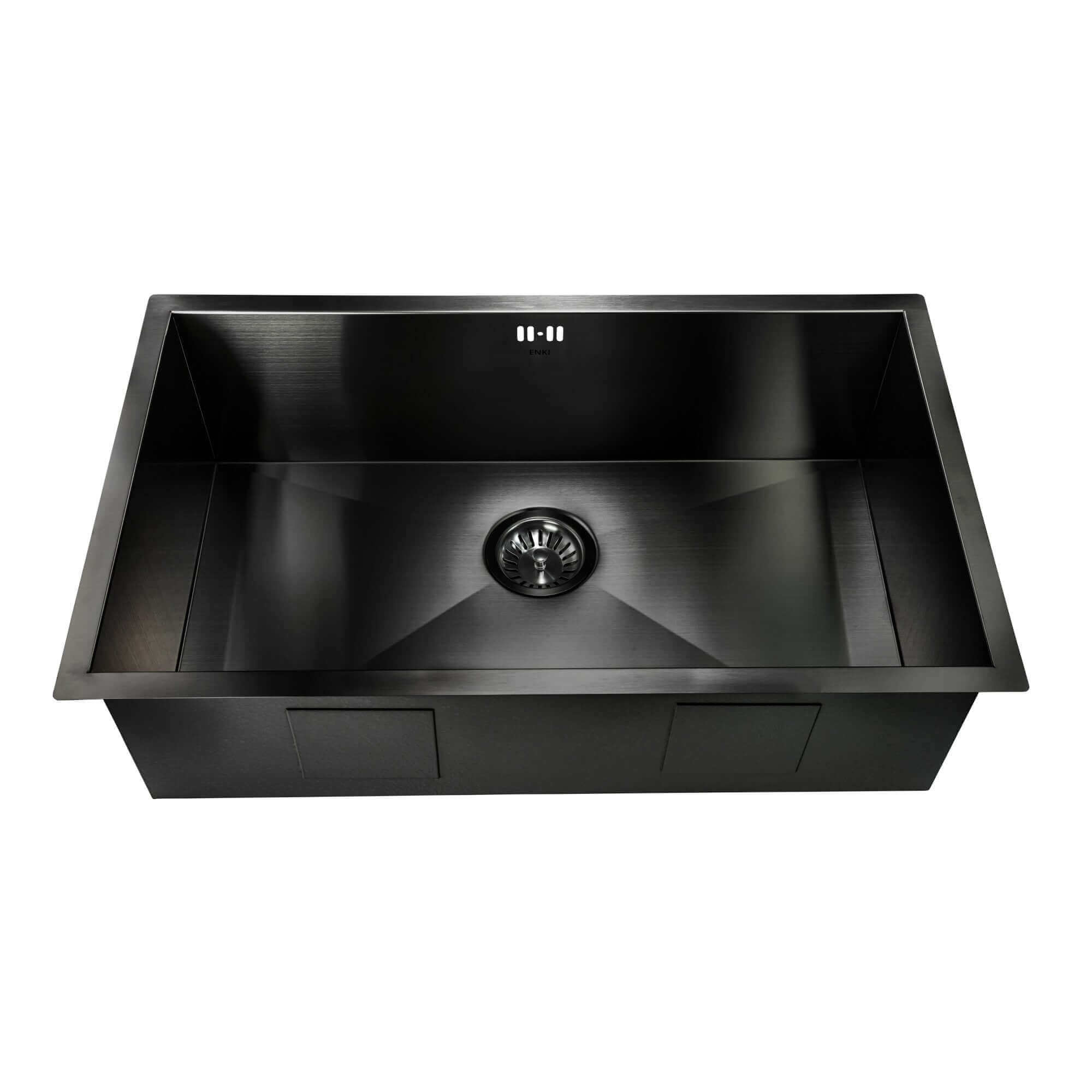 Bali 760mm x 455mm 1.0 bowl undermount or topmount kitchen sink with overflow - gunmetal grey stainless steel