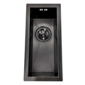 Zero 210mm x 450mm 0.5 bowl undermount or topmount kitchen sink with overflow - gunmetal grey stainless steel