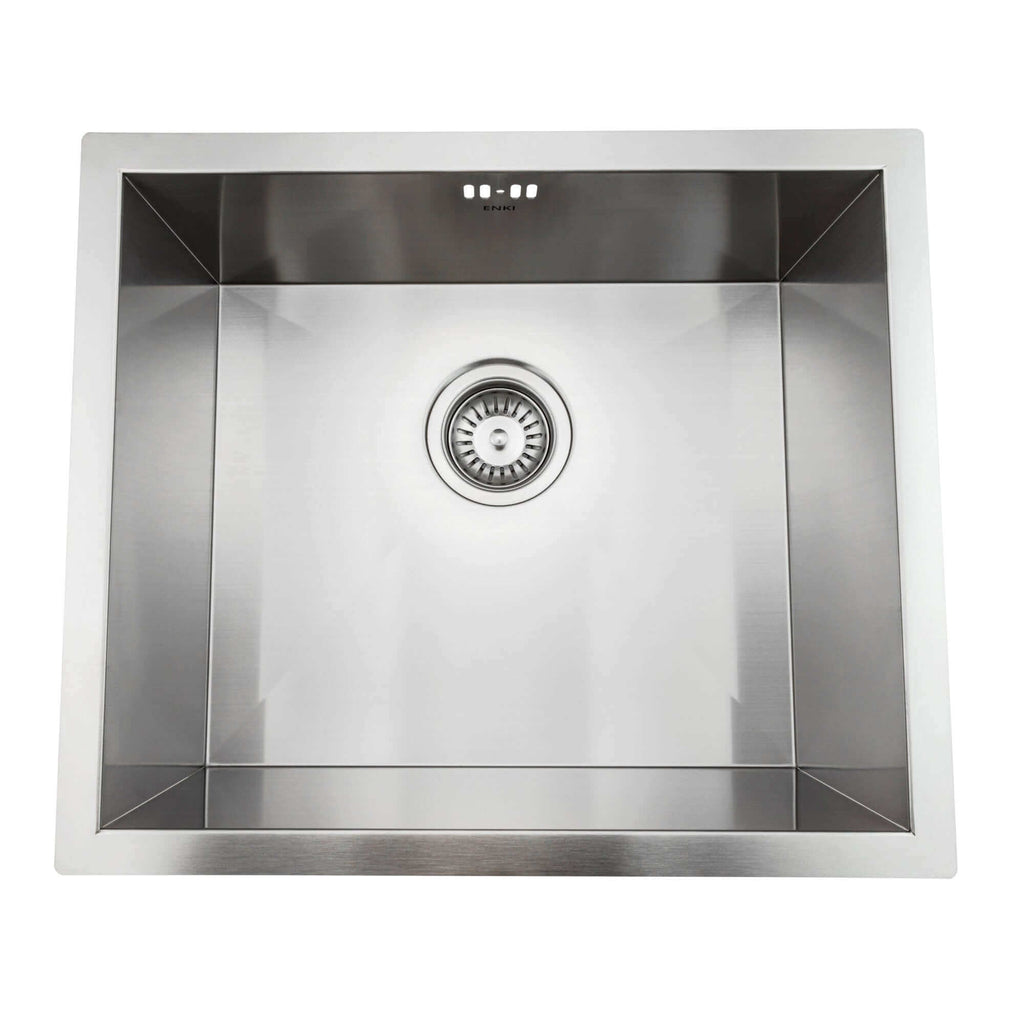 Axia 500mm x 430mm 1.0 bowl undermount or topmount kitchen sink with overflow - brushed stainless steel