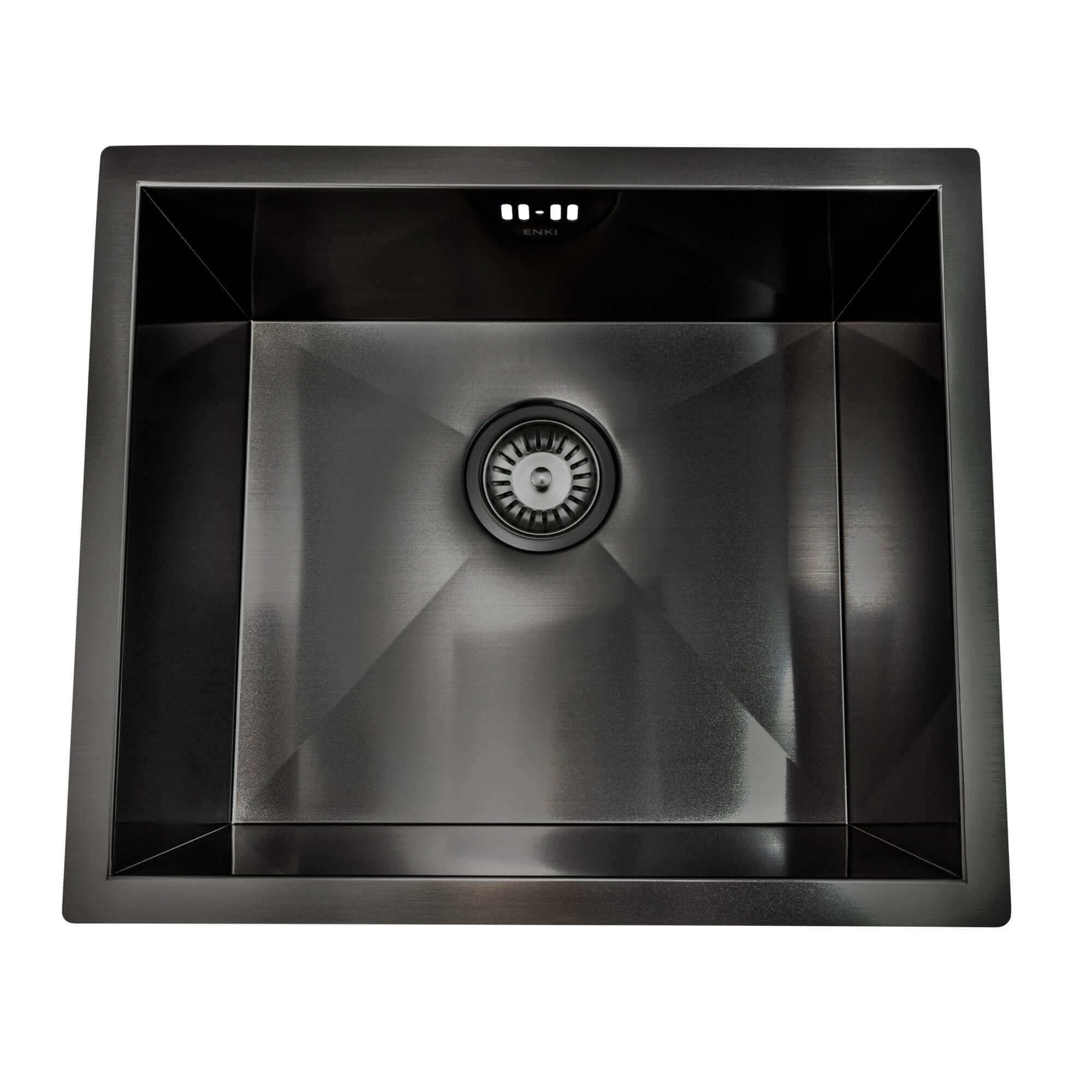 Axia 500mm x 430mm 1.0 bowl undermount or topmount kitchen sink with overflow - gunmetal grey stainless steel