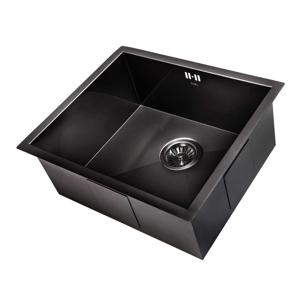 Axia 500mm x 430mm 1.0 bowl undermount or topmount kitchen sink with overflow - gunmetal grey stainless steel