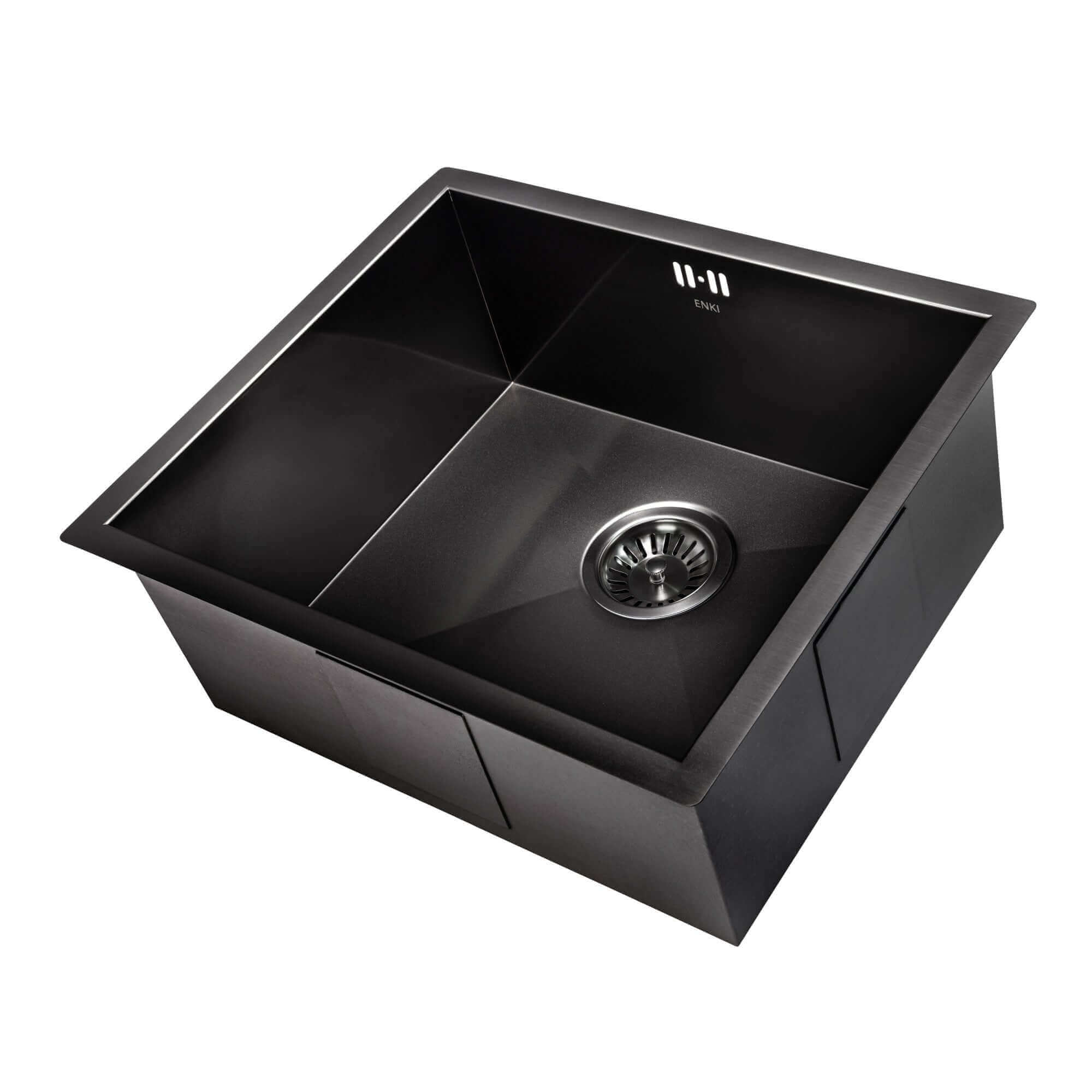 Axia 500mm x 430mm 1.0 bowl undermount or topmount kitchen sink with overflow - gunmetal grey stainless steel