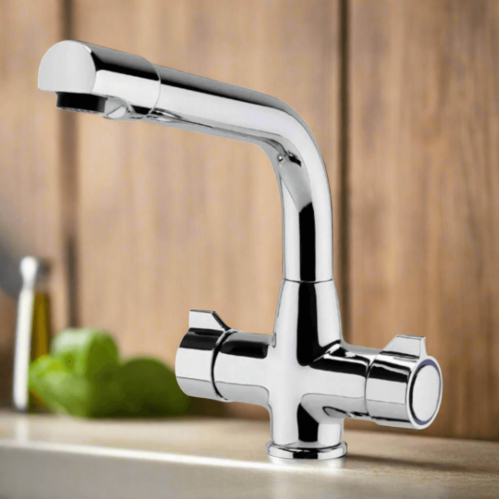 Alpha dual flow kitchen sink tap twin lever - chrome