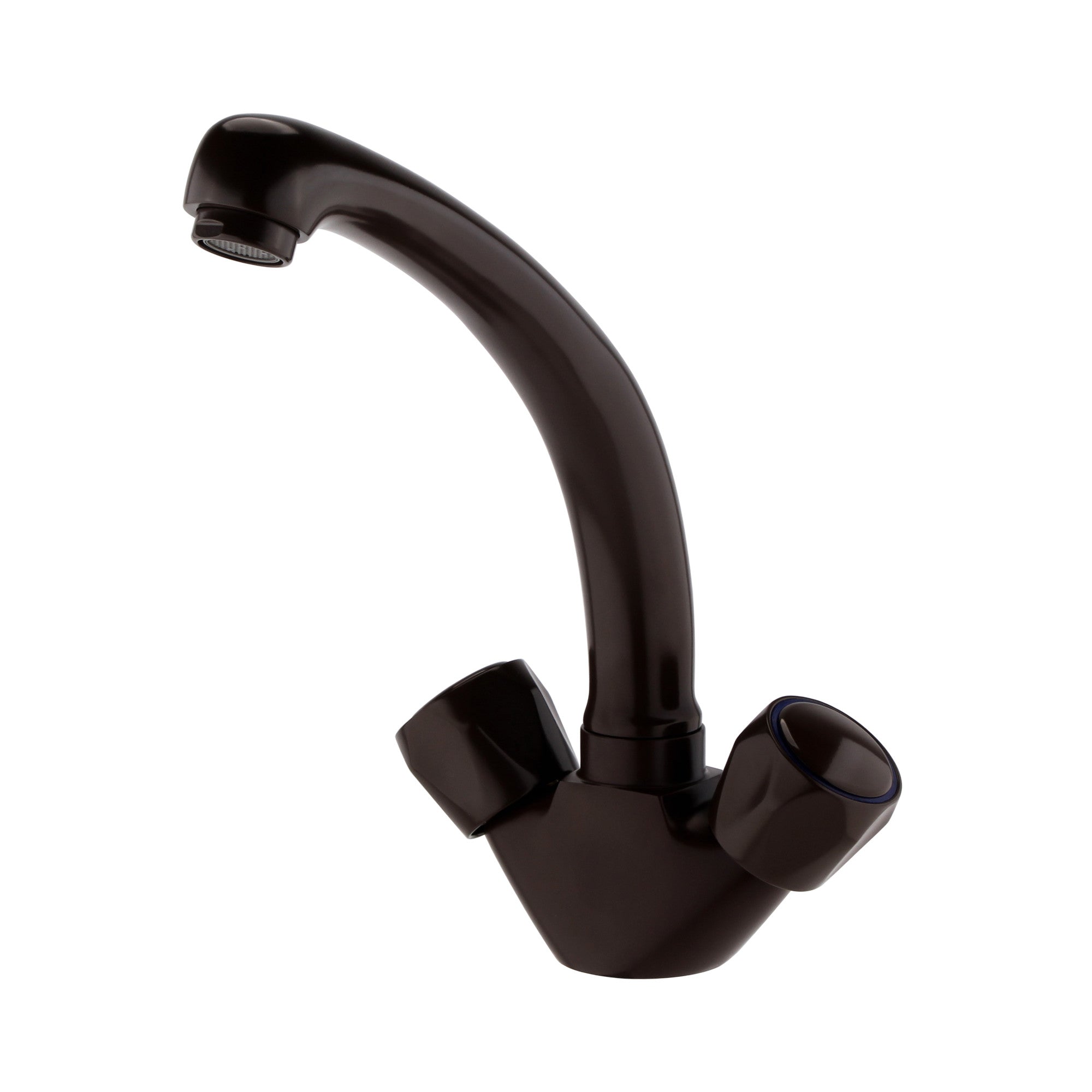 Richmond kitchen sink mixer tap twin round knobs - brown
