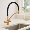 Geneva contemporary pull out 3 way kitchen sink filter mixer tap - rose gold