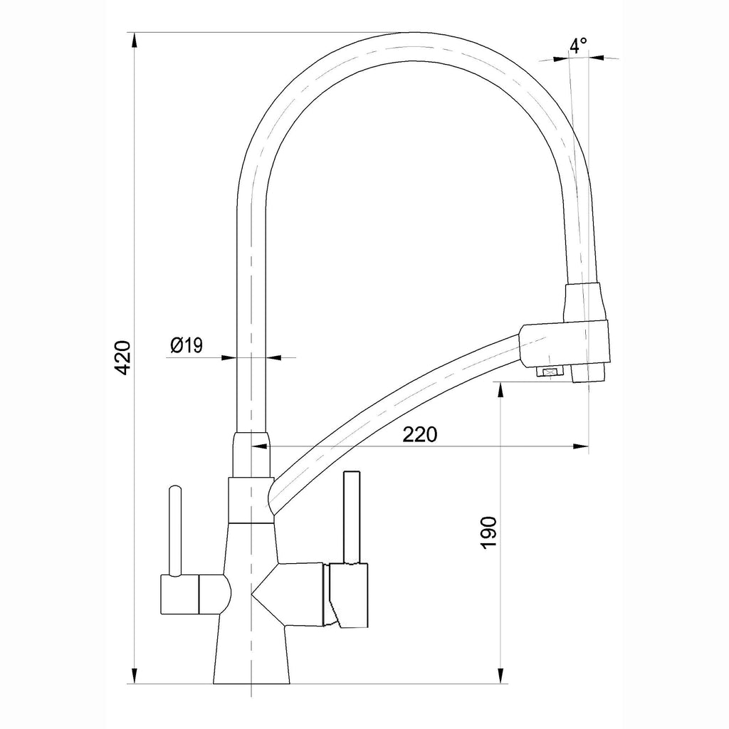 Geneva contemporary pull out 3 way kitchen sink filter mixer tap - rose gold