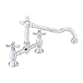 Langley traditional bridge kitchen sink mixer tap colonial crosshead - chrome