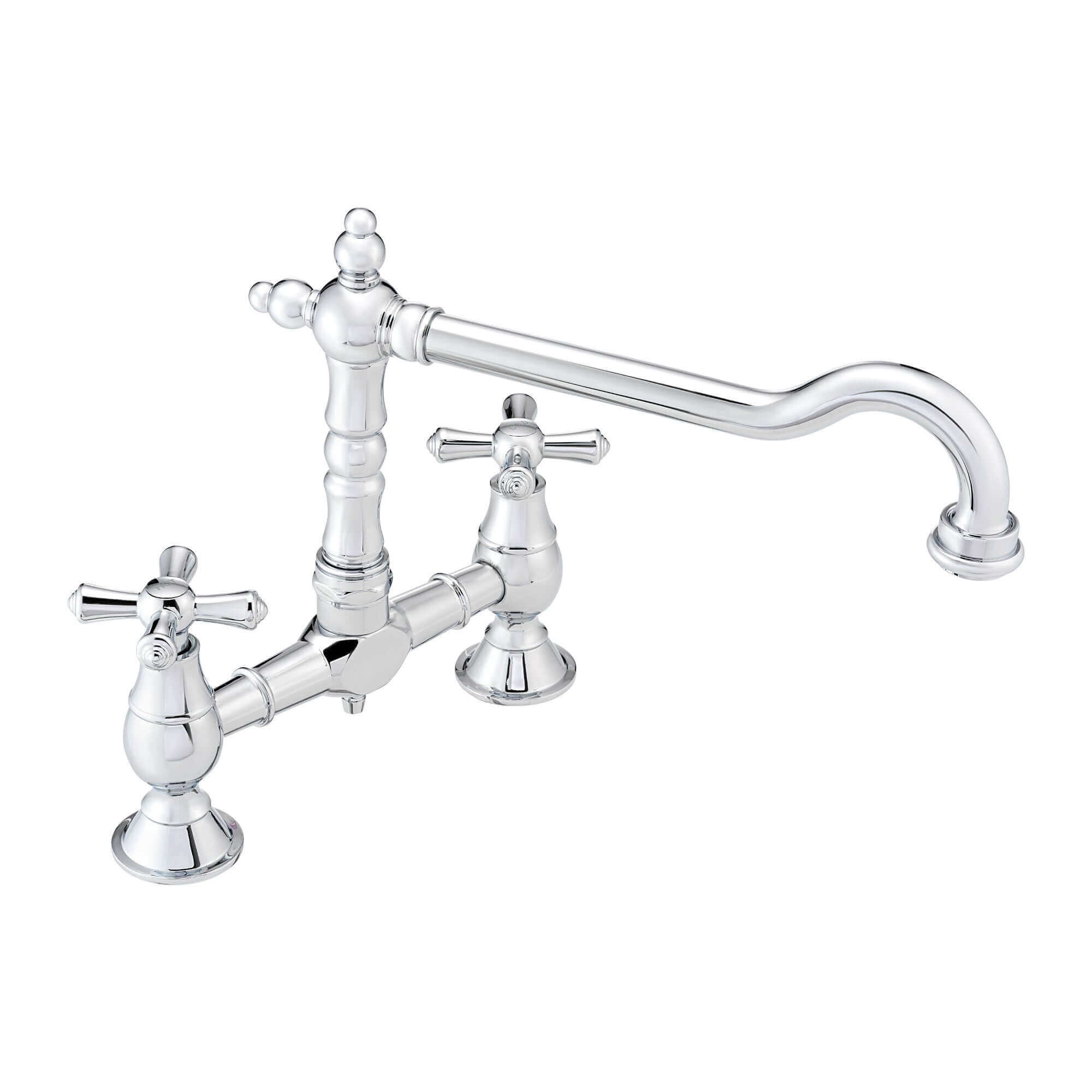 Langley traditional bridge kitchen sink mixer tap colonial crosshead - chrome
