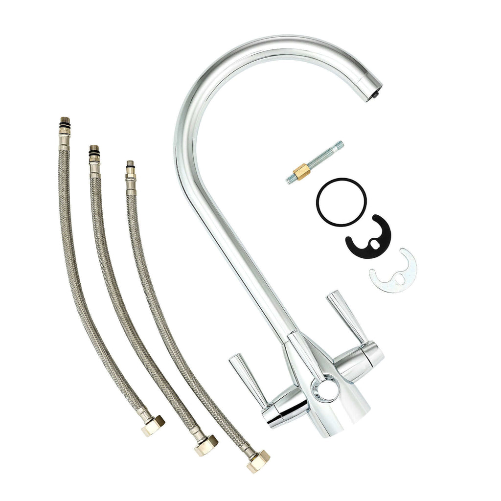 Icon modern filter tap with twin levers - chrome
