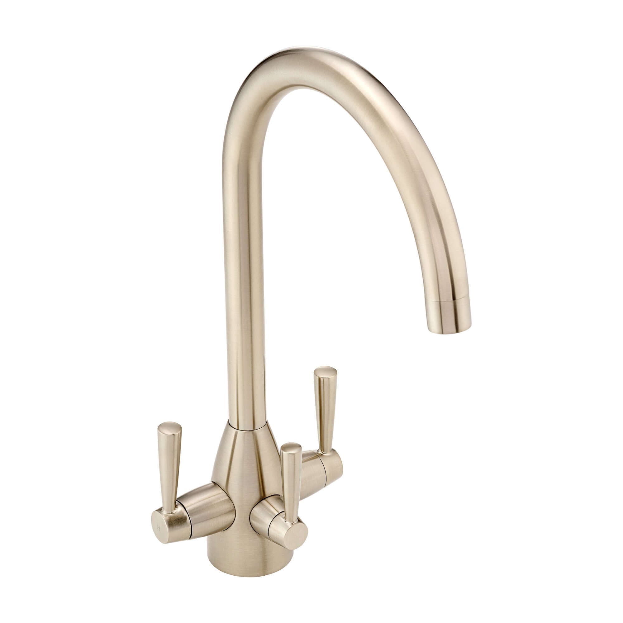 Icon modern filter tap with twin levers - brushed nickel